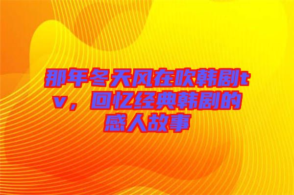那年冬天風(fēng)在吹韓劇tv，回憶經(jīng)典韓劇的感人故事