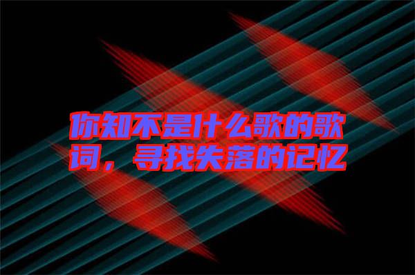 你知不是什么歌的歌詞，尋找失落的記憶