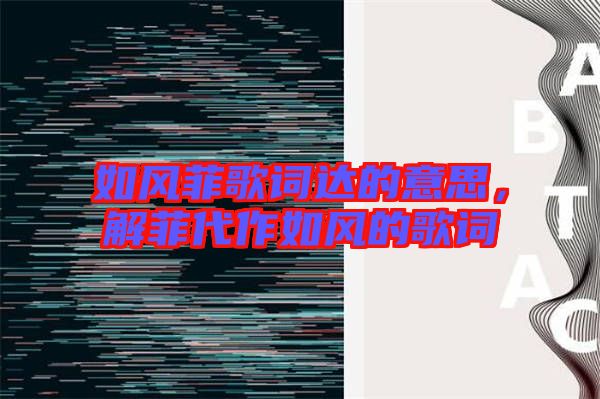 如風菲歌詞達的意思，解菲代作如風的歌詞