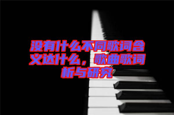 沒有什么不同歌詞含義達(dá)什么，歌曲歌詞析與研究