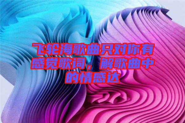 飛輪海歌曲只對你有感覺歌詞，解歌曲中的情感達