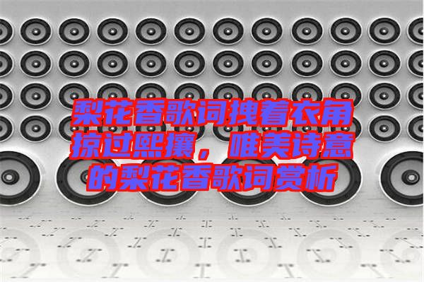 梨花香歌詞拽著衣角掠過熙攘，唯美詩意的梨花香歌詞賞析