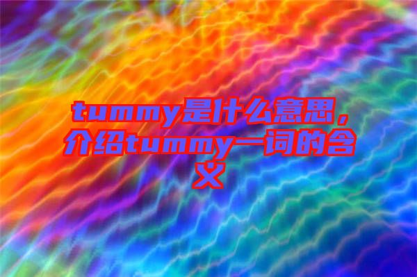 tummy是什么意思，介紹tummy一詞的含義