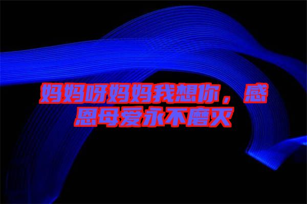 媽媽呀媽媽我想你，感恩母愛永不磨滅