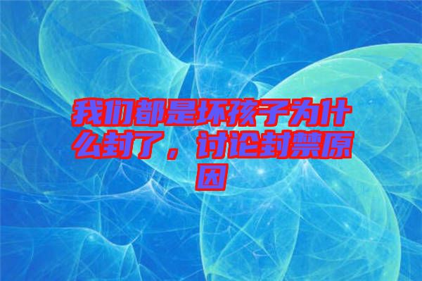 我們都是壞孩子為什么封了，討論封禁原因