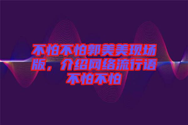 不怕不怕郭美美現(xiàn)場版，介紹網(wǎng)絡(luò)流行語不怕不怕
