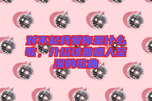 對(duì)不起我愛(ài)你是什么歌，介紹這首感人至深的歌曲