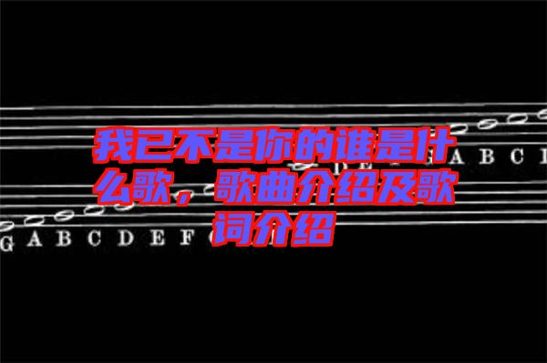 我已不是你的誰是什么歌，歌曲介紹及歌詞介紹