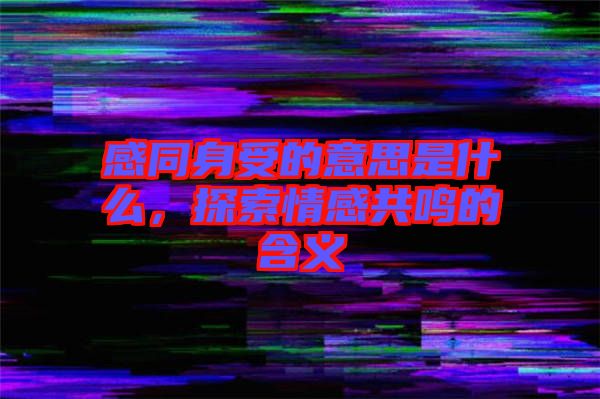 感同身受的意思是什么，探索情感共鳴的含義