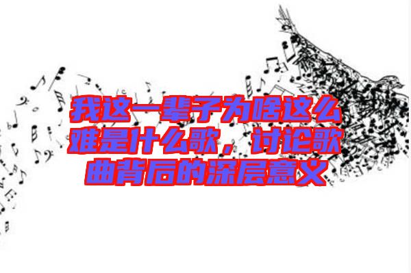 我這一輩子為啥這么難是什么歌，討論歌曲背后的深層意義