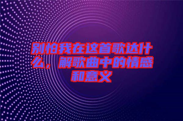 別怕我在這首歌達(dá)什么，解歌曲中的情感和意義