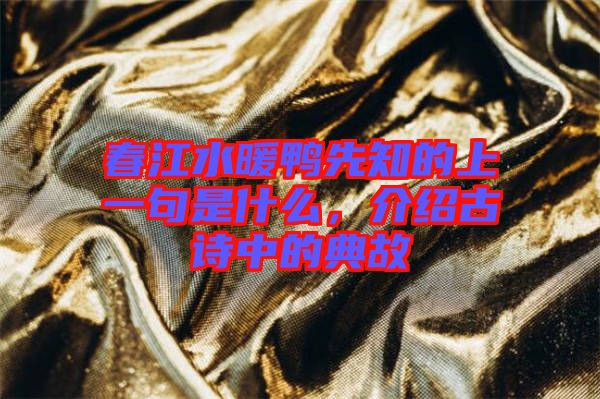 春江水暖鴨先知的上一句是什么，介紹古詩中的典故