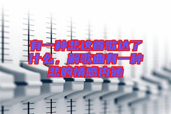 有一種悲這首歌達(dá)了什么，解歌曲有一種悲的情感內(nèi)涵