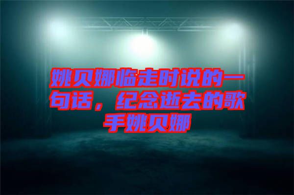姚貝娜臨走時說的一句話，紀(jì)念逝去的歌手姚貝娜
