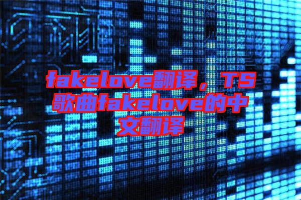 fakelove翻譯，TS歌曲fakelove的中文翻譯