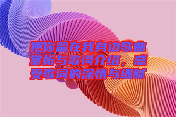 把你留在我身邊歌曲賞析與歌詞介紹，感受歌詞的深情與細膩