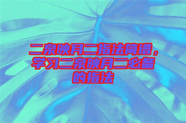 二泉映月二指法簡譜，學(xué)習(xí)二泉映月二必備的指法