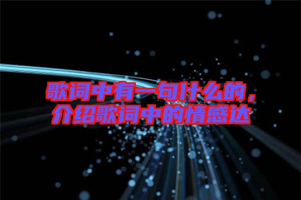 歌詞中有一句什么的，介紹歌詞中的情感達(dá)