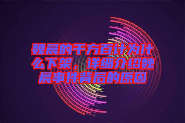 魏晨的千方百計為什么下架，詳細(xì)介紹魏晨事件背后的原因