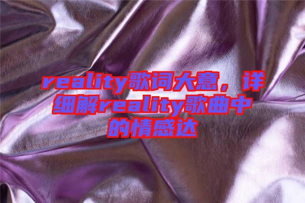 reality歌詞大意，詳細(xì)解reality歌曲中的情感達(dá)