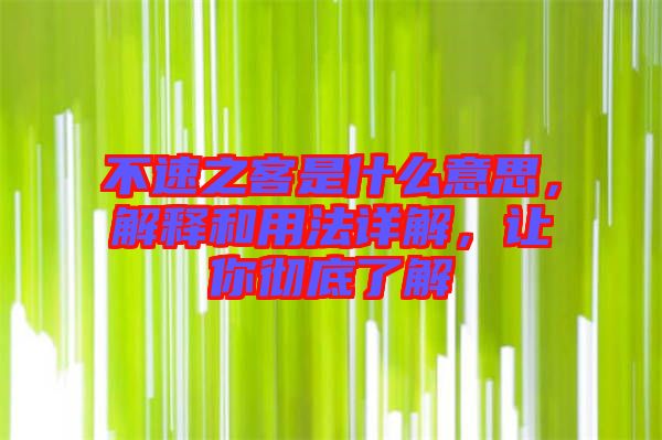 不速之客是什么意思，解釋和用法詳解，讓你徹底了解