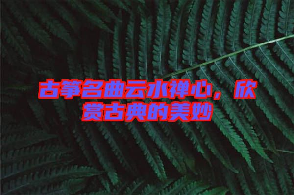 古箏名曲云水禪心，欣賞古典的美妙