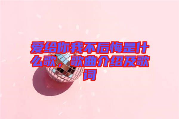 愛給你我不后悔是什么歌，歌曲介紹及歌詞