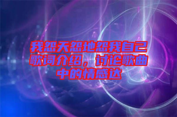 我怨天怨地怨我自己歌詞介紹，討論歌曲中的情感達(dá)
