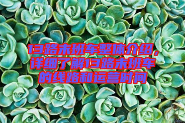 13路末班車整體介紹，詳細了解13路末班車的線路和運營時間