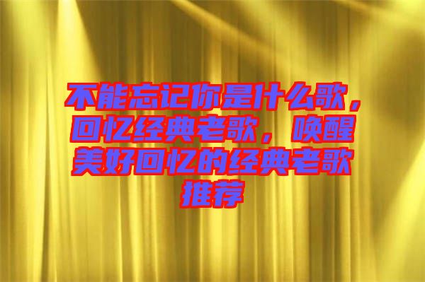 不能忘記你是什么歌，回憶經(jīng)典老歌，喚醒美好回憶的經(jīng)典老歌推薦