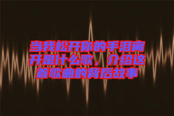 當(dāng)我松開你的手淚離開是什么歌，介紹這首歌曲的背后故事