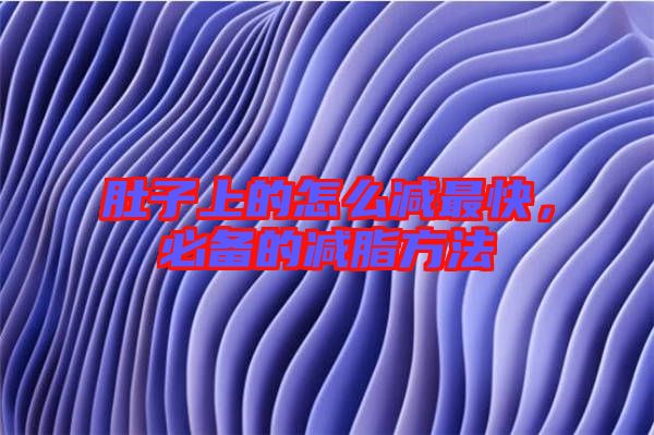 肚子上的怎么減最快，必備的減脂方法