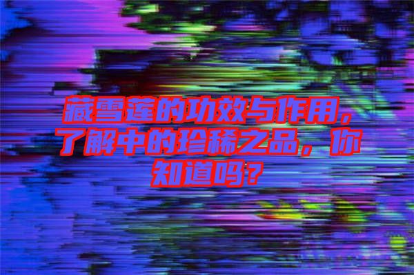藏雪蓮的功效與作用，了解中的珍稀之品，你知道嗎？