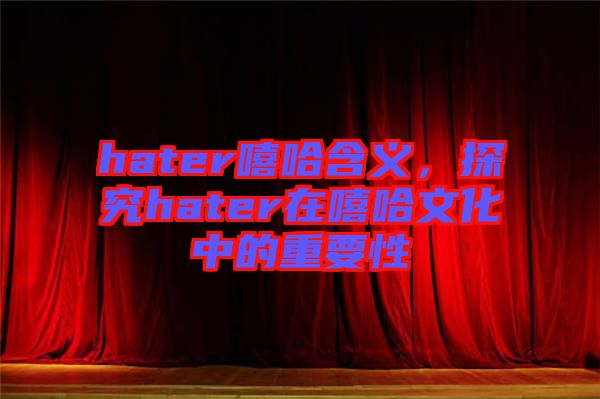 hater嘻哈含義，探究hater在嘻哈文化中的重要性