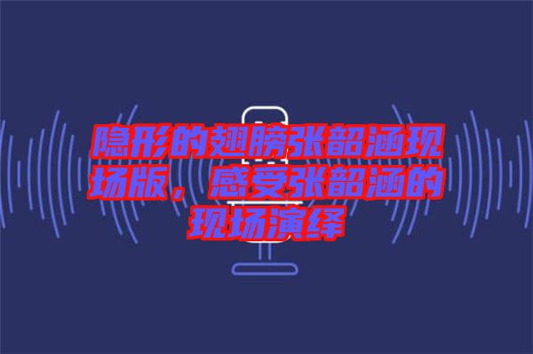 隱形的翅膀張韶涵現(xiàn)場(chǎng)版，感受張韶涵的現(xiàn)場(chǎng)演繹