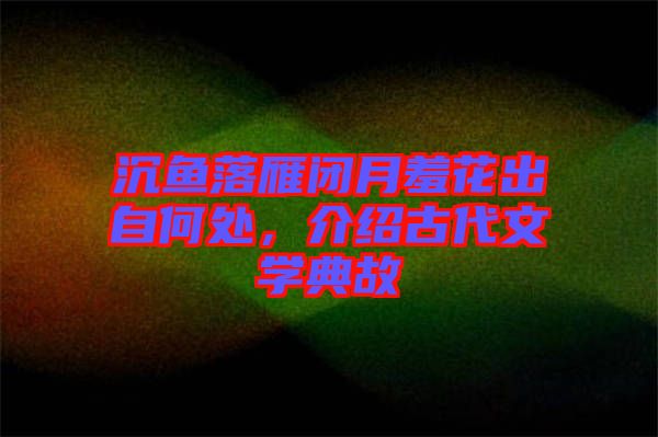 沉魚落雁閉月羞花出自何處，介紹古代文學典故