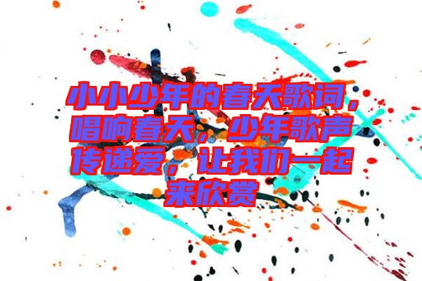 小小少年的春天歌詞，唱響春天，少年歌聲傳遞愛，讓我們一起來欣賞