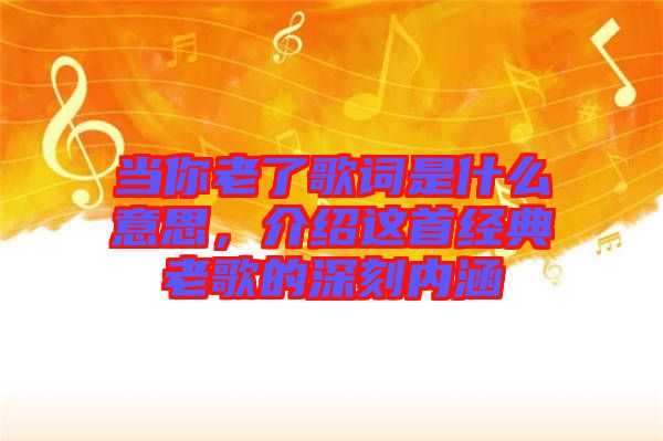 當(dāng)你老了歌詞是什么意思，介紹這首經(jīng)典老歌的深刻內(nèi)涵