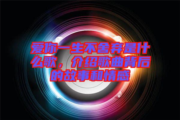 愛你一生不舍棄是什么歌，介紹歌曲背后的故事和情感