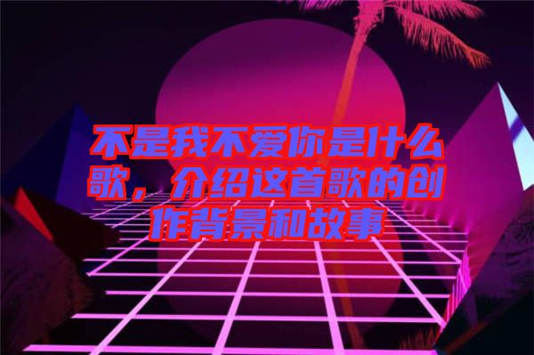 不是我不愛你是什么歌，介紹這首歌的創(chuàng)作背景和故事