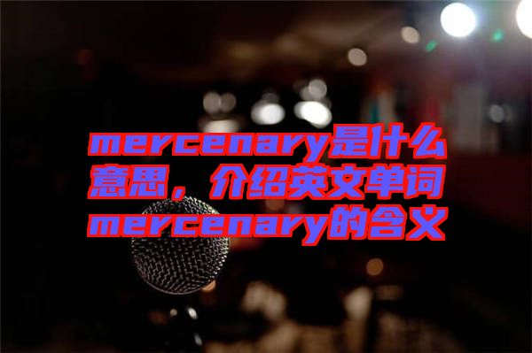 mercenary是什么意思，介紹英文單詞mercenary的含義