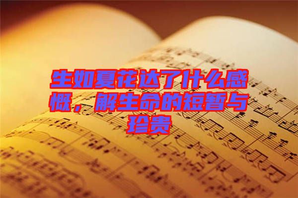 生如夏花達(dá)了什么感慨，解生命的短暫與珍貴