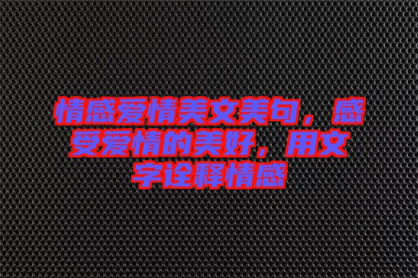 情感愛情美文美句，感受愛情的美好，用文字詮釋情感