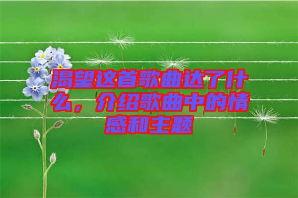 渴望這首歌曲達(dá)了什么，介紹歌曲中的情感和主題