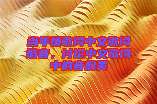 當(dāng)年情歌詞中文歌詞諧音，討論中文歌詞中的音韻美