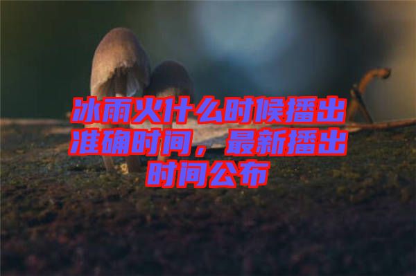 冰雨火什么時(shí)候播出準(zhǔn)確時(shí)間，最新播出時(shí)間公布