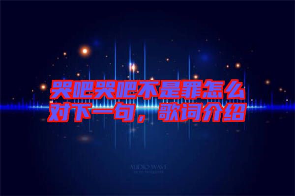 哭吧哭吧不是罪怎么對(duì)下一句，歌詞介紹