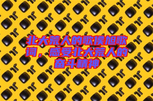 北大荒人的歌侯旭歌詞，感受北大荒人的奮斗精神