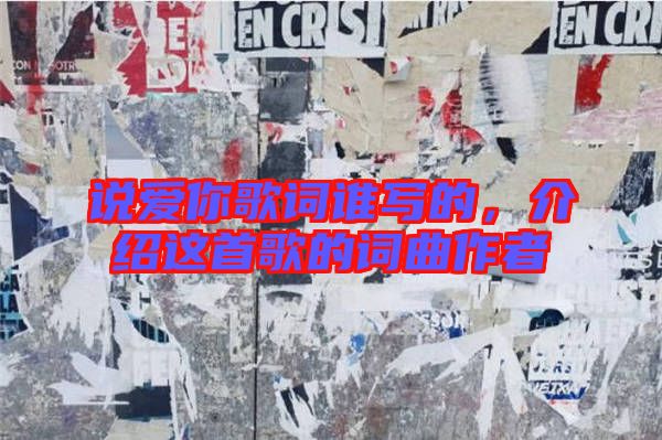 說愛你歌詞誰寫的，介紹這首歌的詞曲作者