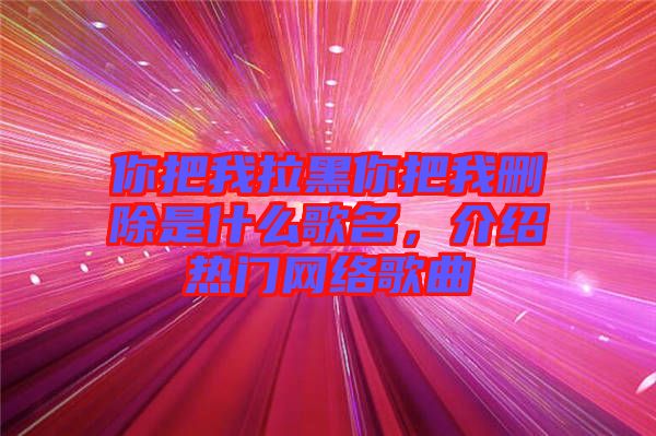 你把我拉黑你把我刪除是什么歌名，介紹熱門網(wǎng)絡(luò)歌曲